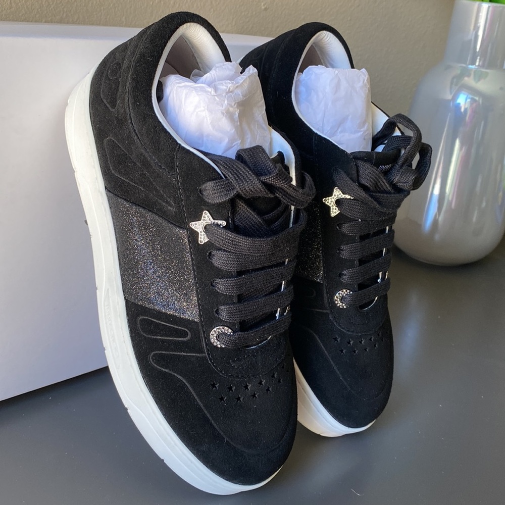 Authentic Jimmy Choo Hawaii/F Lace-up Calf Suede Sneakers Shoes, Size 6